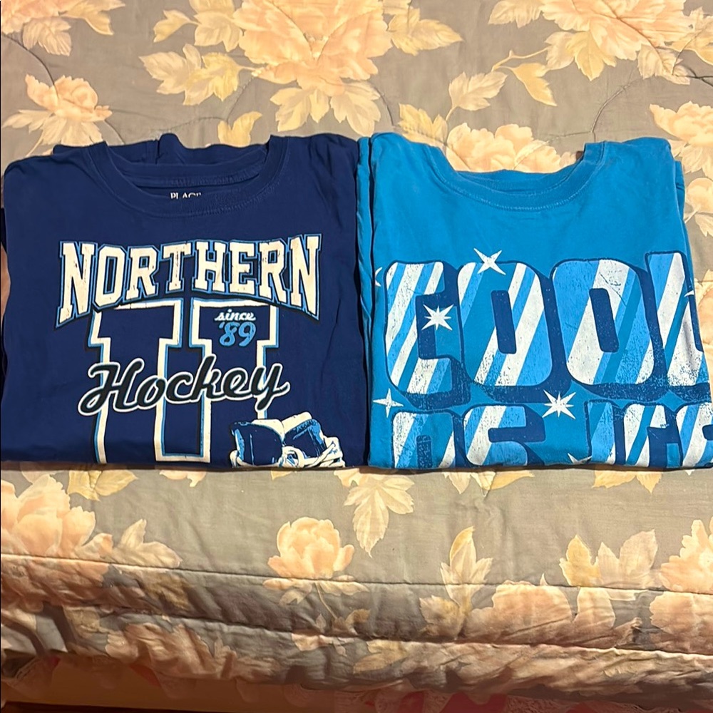 2 Boys Blue Long Sleeve T-Shirts (Size XL 14) - Children’s Place